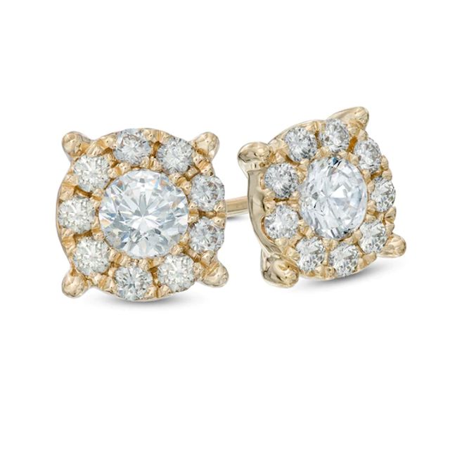 1 CT. T.w. Diamond Frame Stud Earrings in 14K Gold