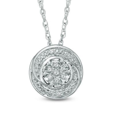 Diamond Accent Swirl Cluster Pendant in Sterling Silver