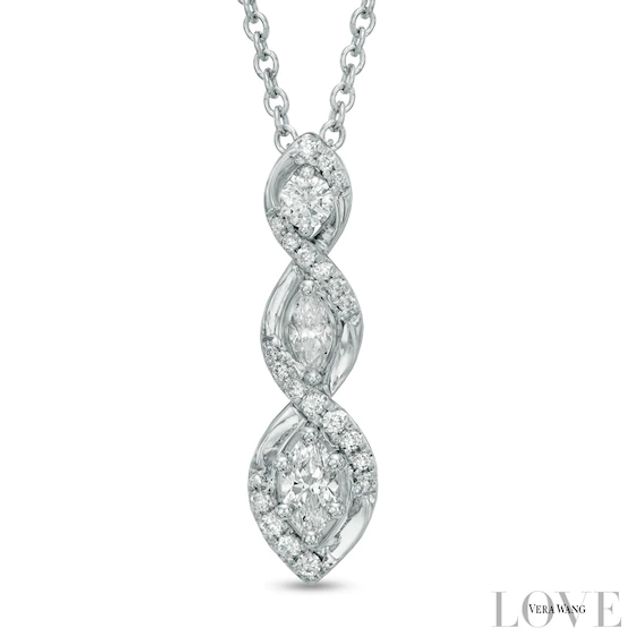 Vera Wang Love Collection 1/2 CT. T.w. Marquise Diamond Drop Pendant in 14K White Gold