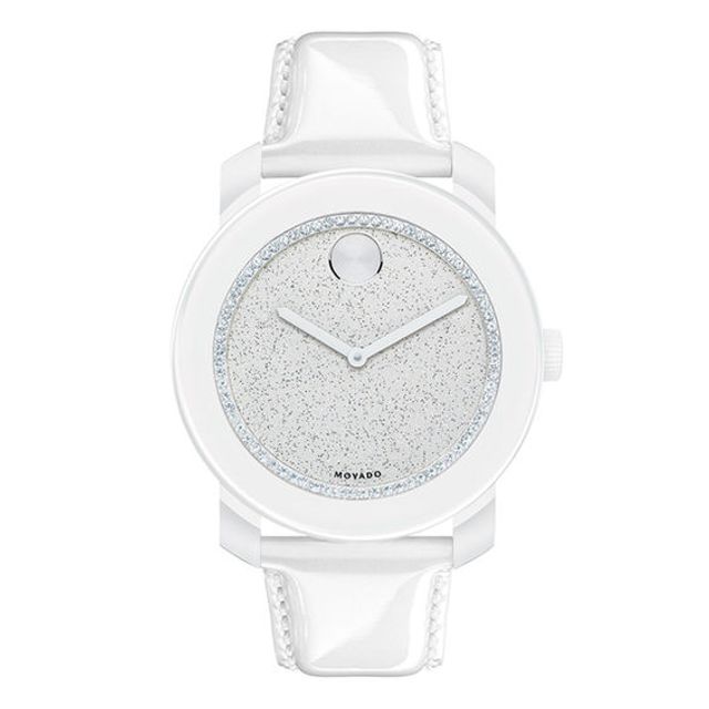 Ladies' Movado BoldÂ® White Crystal Watch with Silver Glitter MuseumÂ® Dial (Model: 3600230)