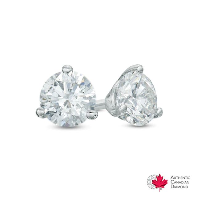 3/4 CT. T.w. Certified Canadian Diamond Solitaire Stud Earrings in 14K White Gold (I/I2)