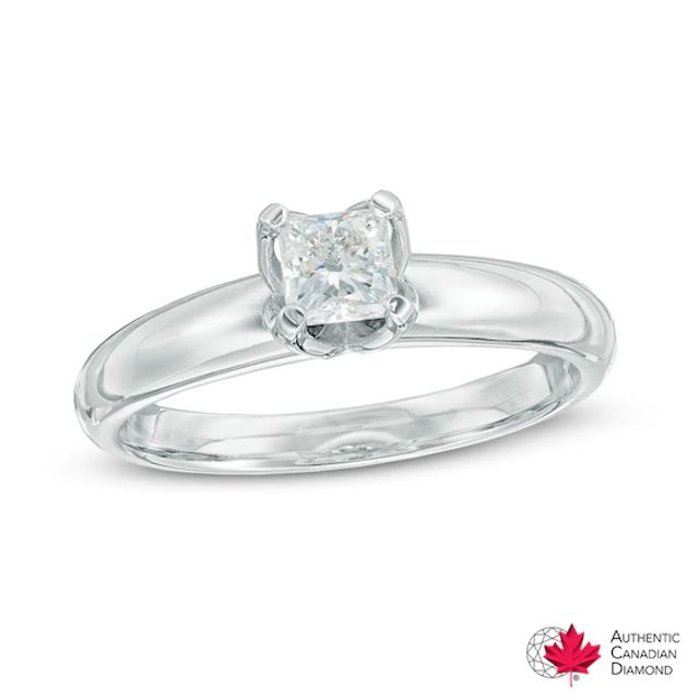 1/2 CT. Certified Canadian Princess-Cut Diamond Solitaire Engagement Ring in 14K White Gold (I/I1)