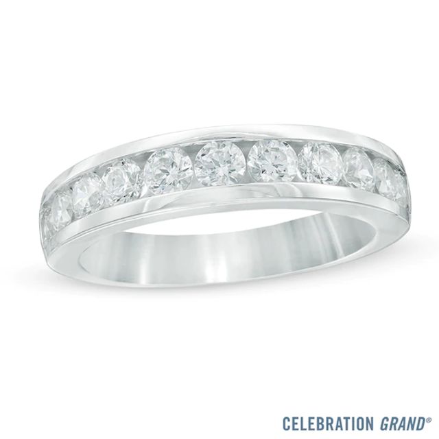 Celebration Ideal 1 CT. T.w. Certified Diamond Anniversary Band in 14K White Gold (I/I1)