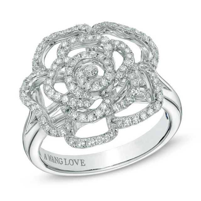Vera Wang Love Collection 1/2 CT. T.w. Diamond Rose Ring in 14K White Gold