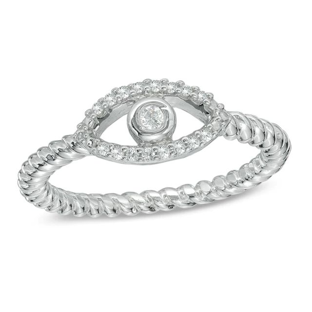 1/20 CT. T.w. Diamond Evil Eye Midi Ring in Sterling Silver