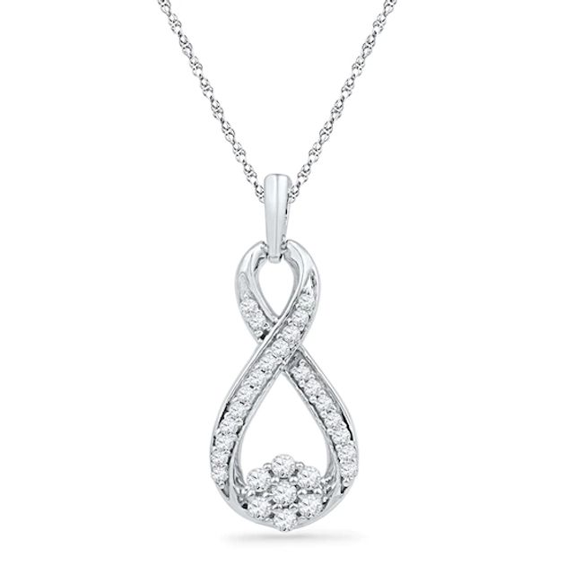 1/4 CT. T.w. Multi-Diamond Infinity Pendant in 10K White Gold