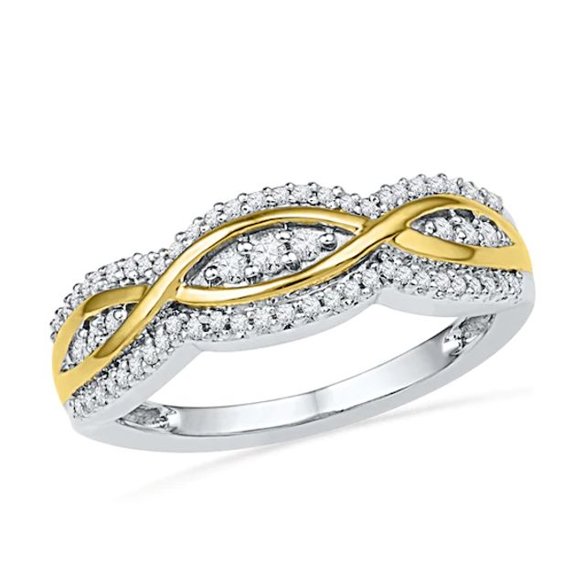 1/4 CT. T.w. Diamond Infinity Ribbon Band in 10K Two-Tone Gold