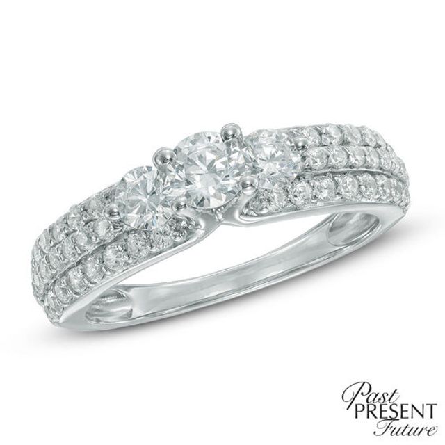 1-1/4 CT. T.w. Diamond Past Present FutureÂ® Three Row Ring in 14K White Gold