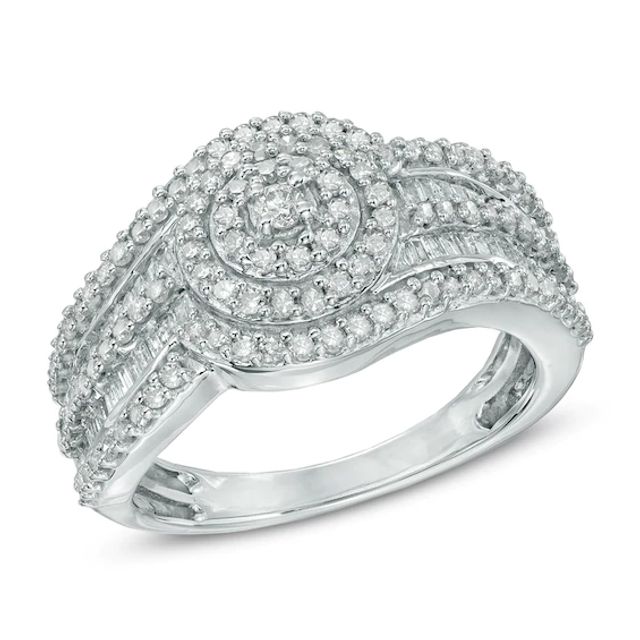 1 CT. T.w. Diamond Layered Frame Ring in 10K White Gold