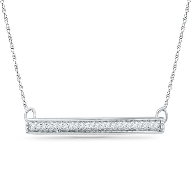 1/10 CT. T.w. Diamond Bar Necklace in Sterling Silver - 17"