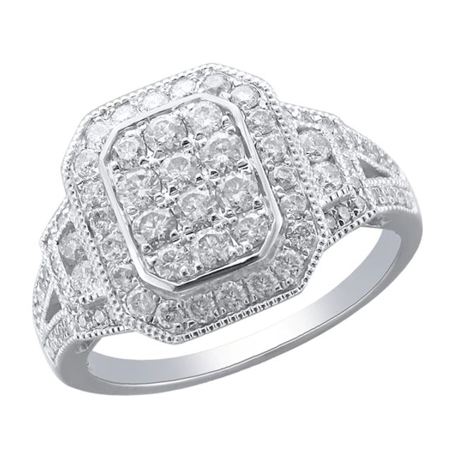 1 CT. T.w. Multi-Diamond Frame Ring in 10K White Gold