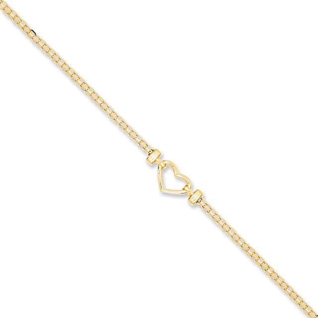 Heart Anklet in 14K Gold - 10"