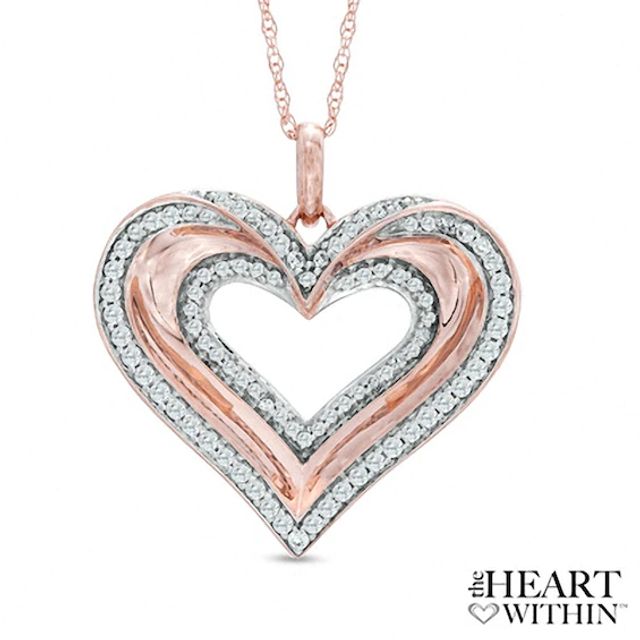 1/2 CT. T.w. Diamond Heart Pendant in 10K Rose Gold