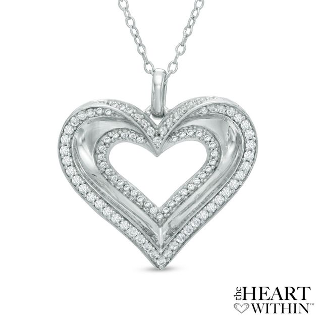 1/2 CT. T.w. Diamond Heart Pendant in 10K White Gold