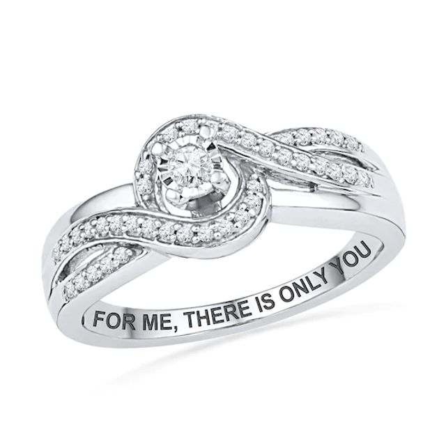 1/5 CT. T.w. Diamond Swirl Promise Ring in Sterling Silver (25 Characters)