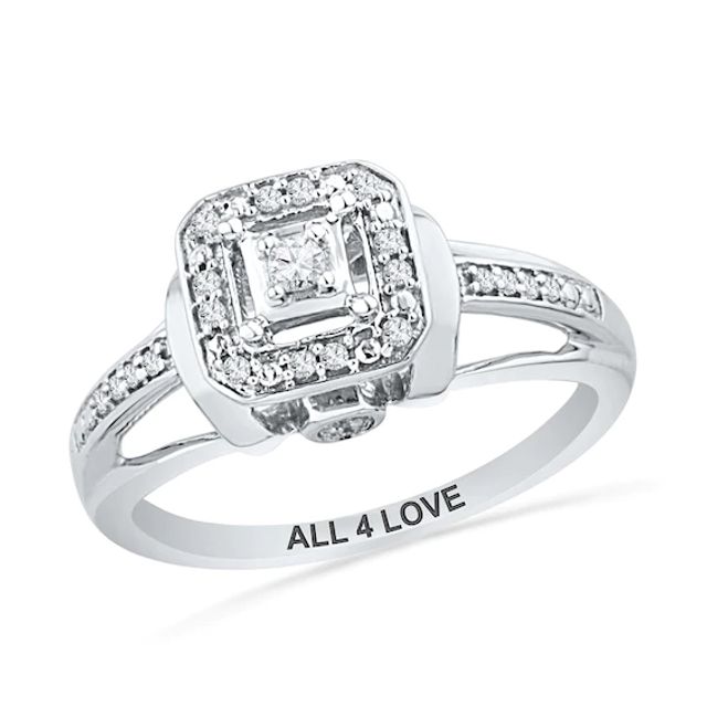 1/10 CT. T.w. Diamond Bold Frame Promise Ring in Sterling Silver (10 Characters)