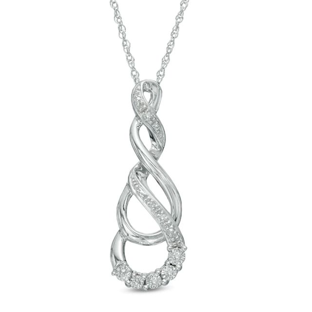 Diamond Accent Cascading Infinity Pendant in Sterling Silver