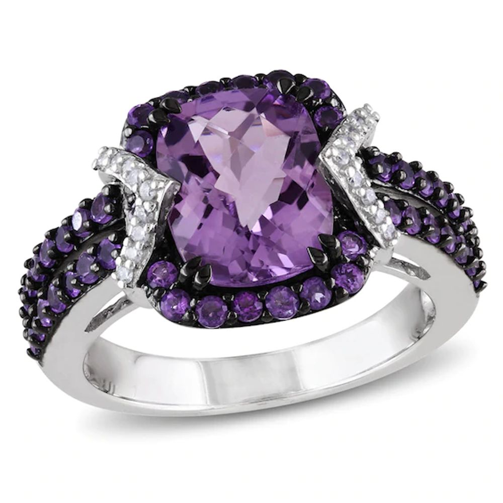 Disney Ursula Inspired Diamond & Amethyst Ring Black Rhodium 1/10 CTTW |  Enchanted Disney Fine Jewelry