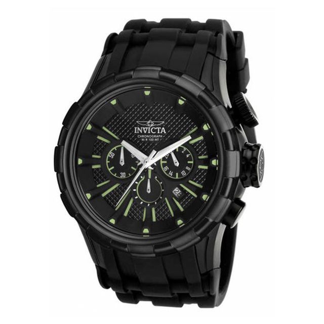 Men's Invicta I-Force Chronograph Black Strap Watch with Black Dial (Model: 16974)