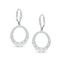 AVA Nadri Cubic Zirconia Graduated Circle Drop Earrings in White Rhodium Brass