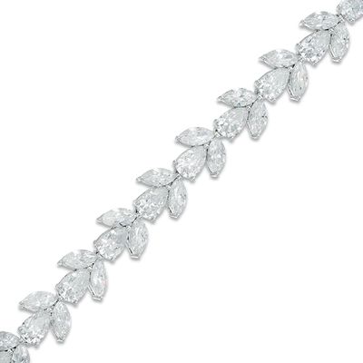 AVA Nadri Cubic Zirconia Line Bracelet in White Rhodium Brass - 7.5"