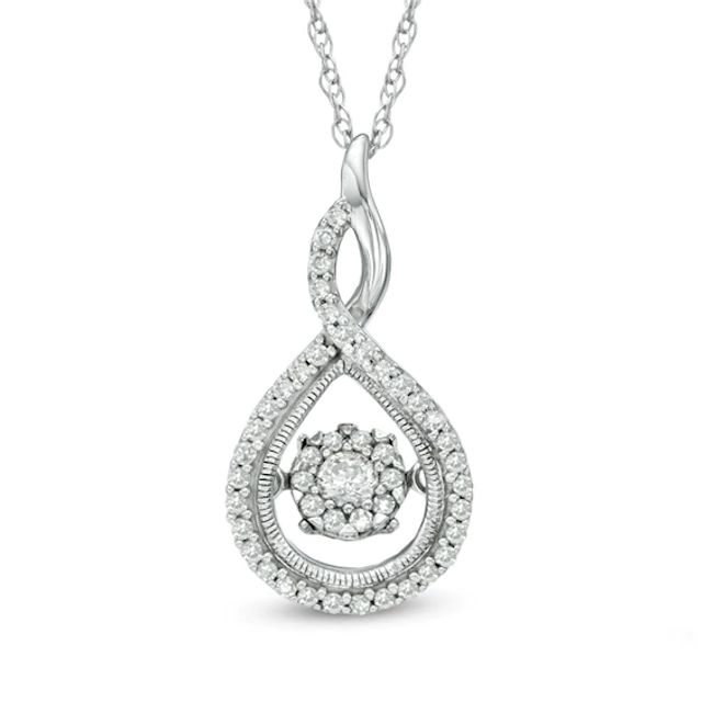 1/5 CT. T.w. Multi-Diamond Twist Teardrop Pendant in 10K White Gold