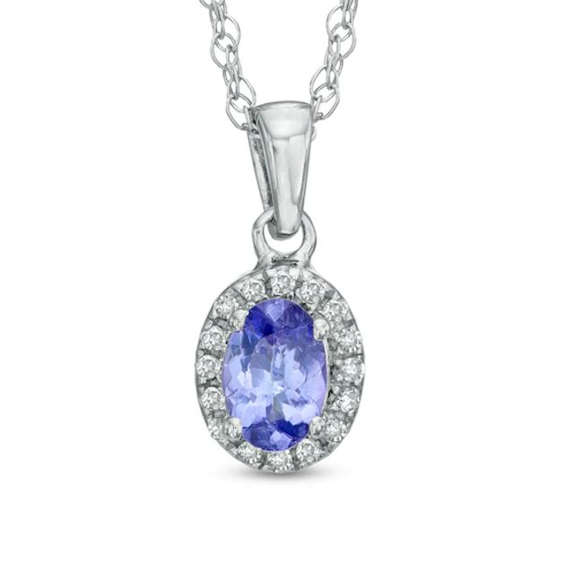Oval Tanzanite and Diamond Accent Frame Pendant in Sterling Silver