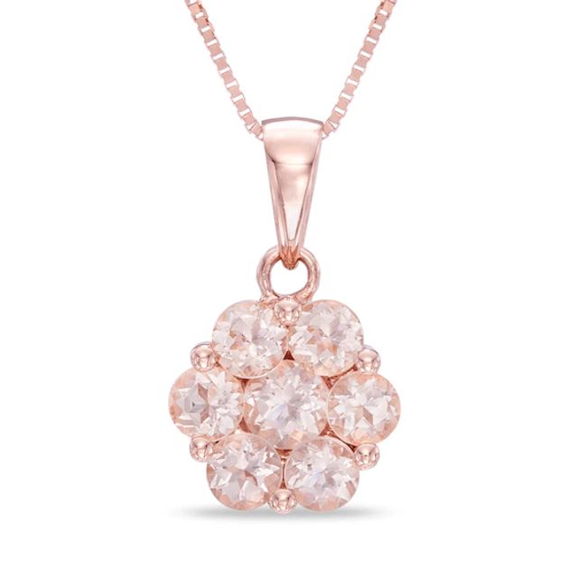 Morganite Flower Pendant in 10K Rose Gold
