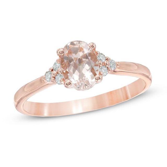 Oval Morganite and Diamond Accent Ring in 10K Rose Gold