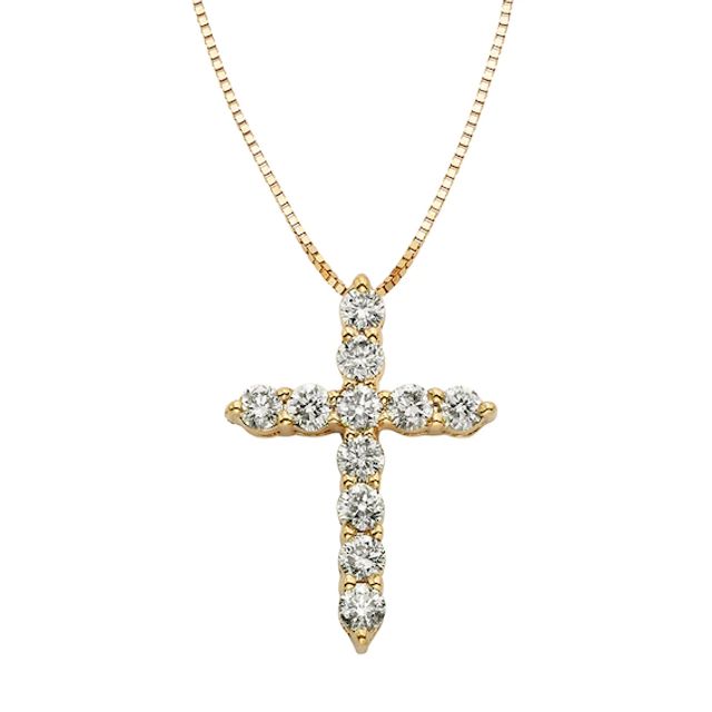 1/2 CT. T.w. Certified Diamond Cross Pendant in 14K Gold (I/I2)