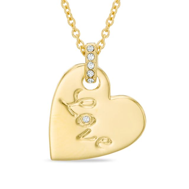 AVA Nadri Cubic Zirconia "Love" Heart Pendant in Brass with 18K Gold Plate