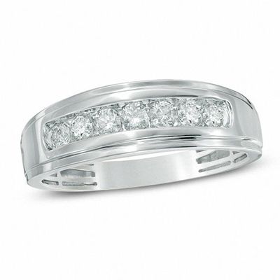 Men's 1/2 CT. T.w. Diamond Comfort Fit Band in 10K White Gold