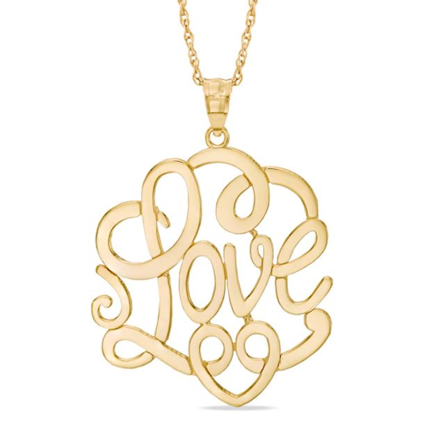 "Love" Scroll Pendant in 10K Gold