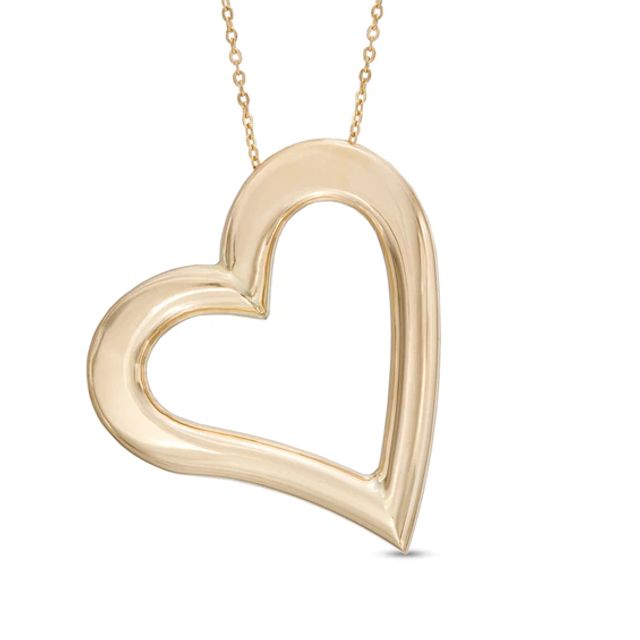 Tilted Heart Pendant in 10K Gold