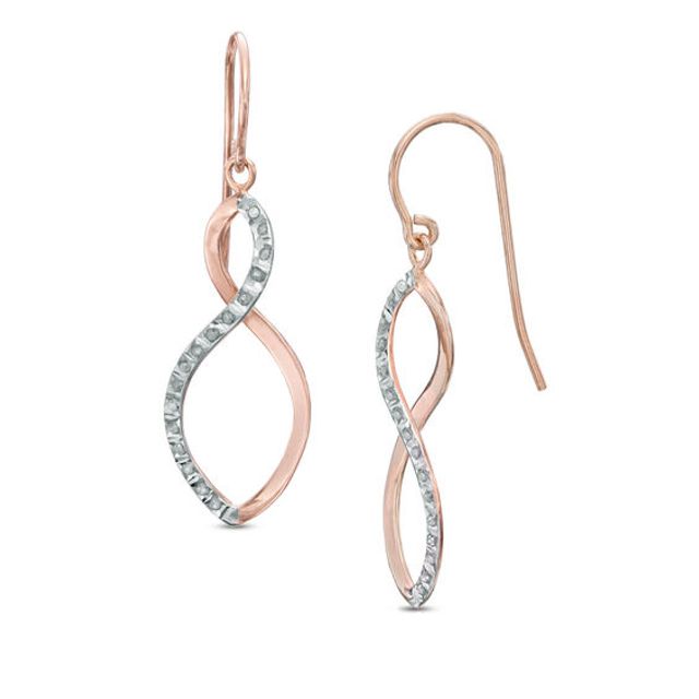 Diamond Fascinationâ¢ Infinity Drop Earrings in Sterling Silver and 18K Rose Gold Plate