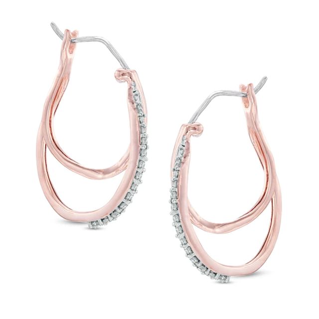 1/4 CT. T.w. Diamond Interlocking Hoop Earrings in 10K Rose Gold
