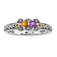 Mother's Simulated Birthstone and Diamond Accent Ring in Sterling Silver and 14K Gold ( Stones