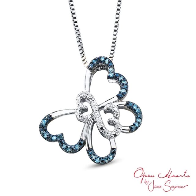 Open Hearts by Jane Seymourâ¢ 1/10 CT. T.w. Diamond Butterfly Pendant in Sterling Silver