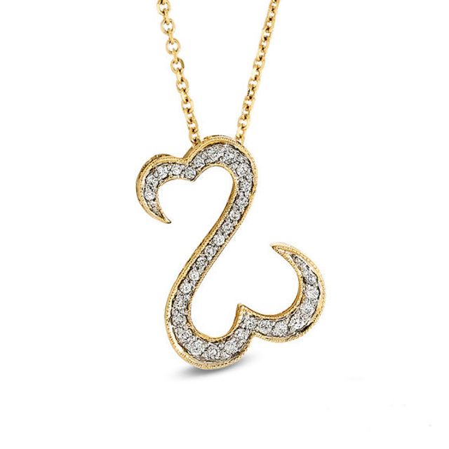 Open Hearts by Jane Seymourâ¢ 1/4 CT. T.w. Diamond Pendant in 14K Gold - 20"