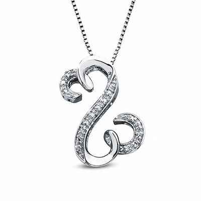 Open Hearts by Jane Seymourâ¢ Diamond Accent Curlique Pendant in Sterling Silver