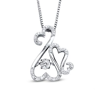 Open Hearts Rhythm by Jane Seymourâ¢ 1/10 CT. T.w. Diamond Motherly Love Pendant in Sterling Silver