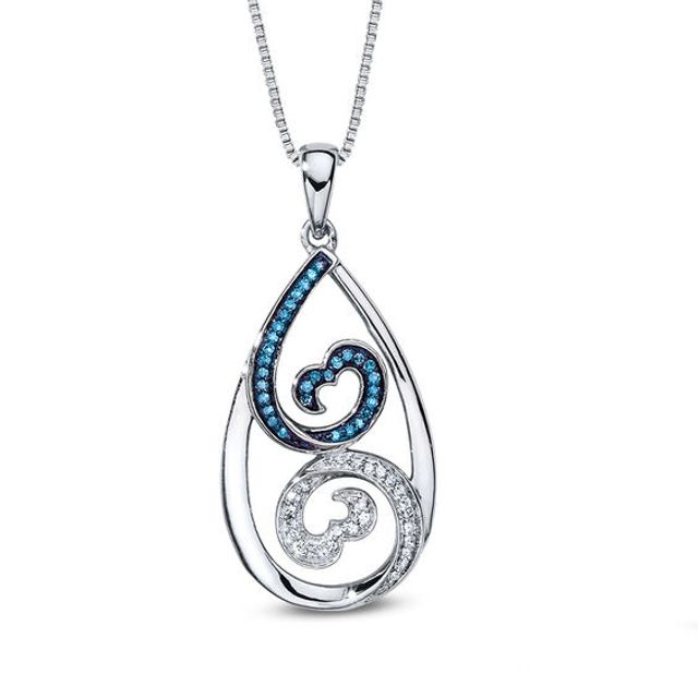 Open Hearts Waves by Jane Seymourâ¢ 1/6 CT. T.w. Diamond Teardrop Pendant in Sterling Silver