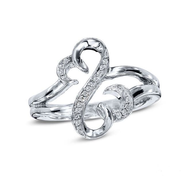 Open Hearts by Jane Seymourâ¢ Diamond Accent Ring in Sterling Silver
