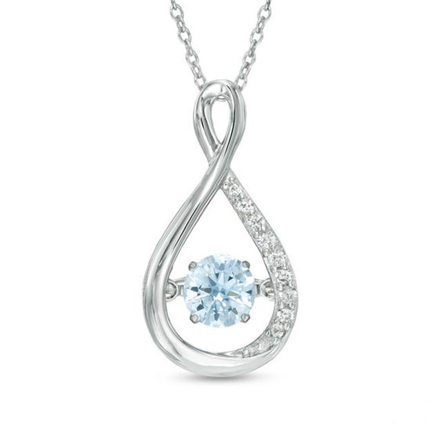 5.0mm Lab-Created Blue Spinel and White Sapphire Infinity Pendant in Sterling Silver