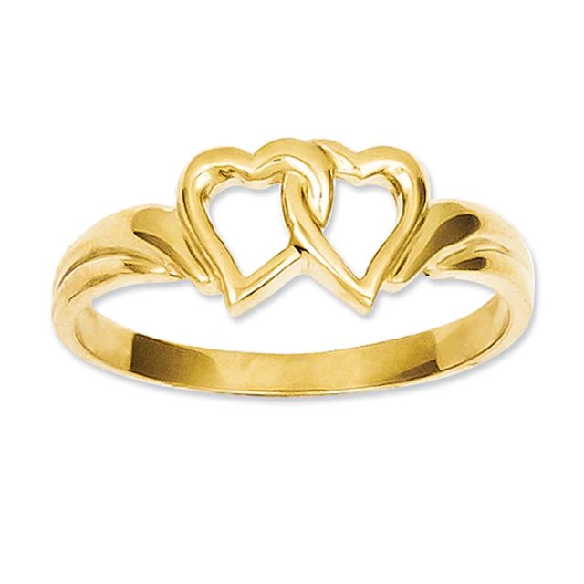 Interlocked Double Heart Ring in 14K Gold