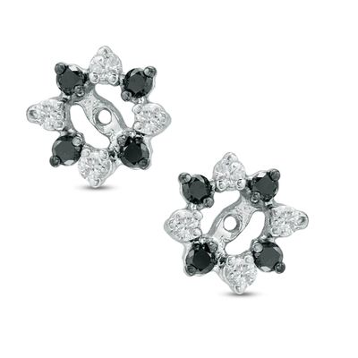 1/2 CT. T.w. Enhanced Black and White Diamond Starburst Earring Jackets in 14K White Gold