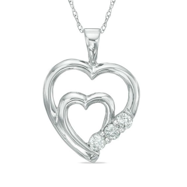 Zales 1 Ct. T.W. Diamond Double Edge Heart Pendant