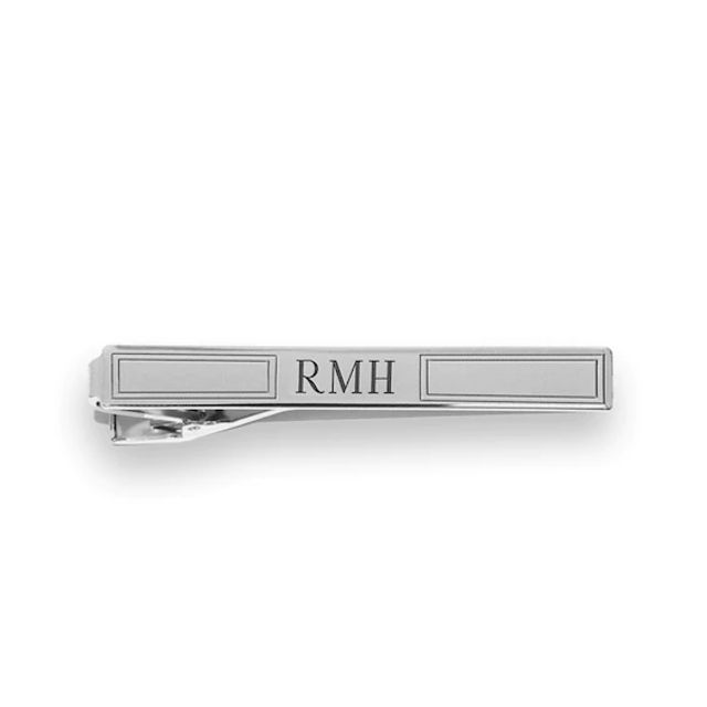 Men's Tie Bar in Sterling Silver (3 Initials)