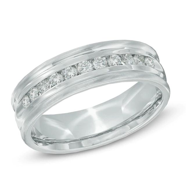 Men's 1/2 CT. T.w. Diamond Comfort Fit Wedding Band in 14K White Gold