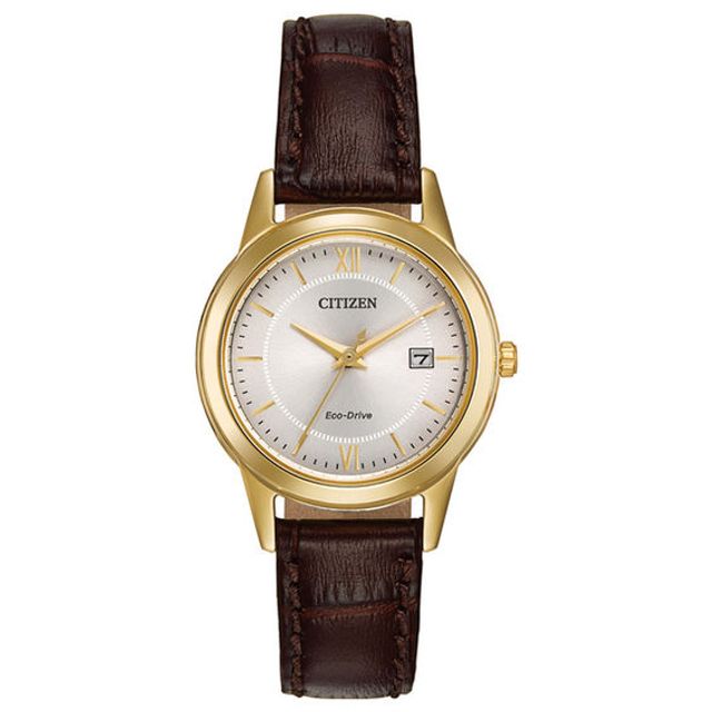Ladies' Citizen Eco-DriveÂ® Corso Gold-Tone Strap Watch with Silver-Tone Dial (Model: Fe1082-05A)
